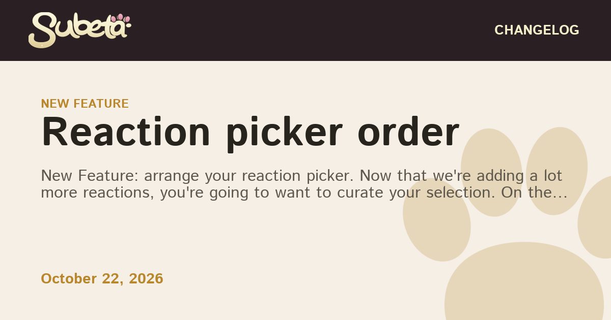 Reaction picker order - Subeta